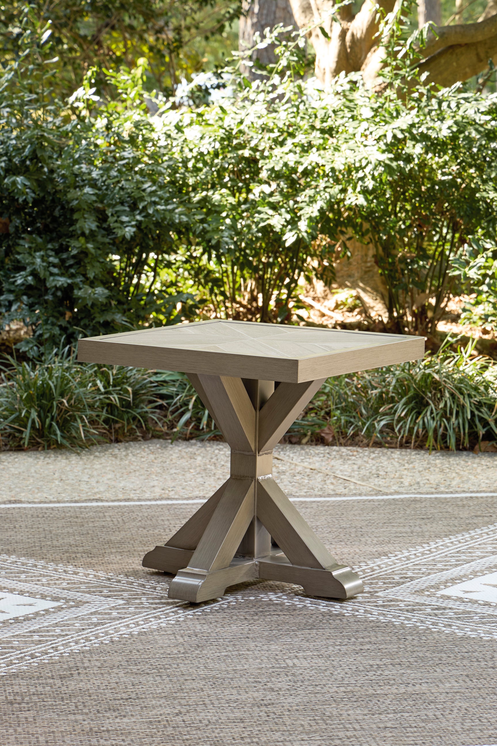 Laguna Heights Beige 4-Piece Outdoor Seating Set with End Table - Ornate Home