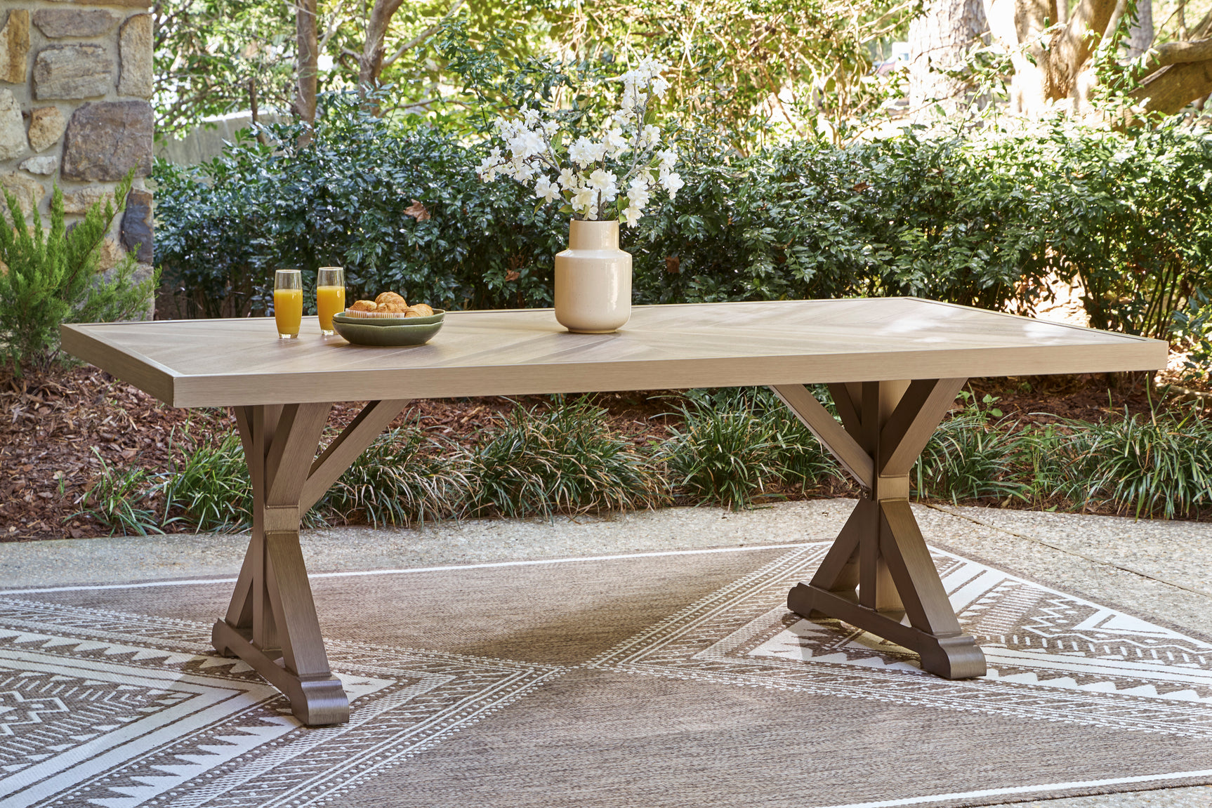 Laguna Heights Beige 7-Piece Outdoor Dining Set - Ornate Home