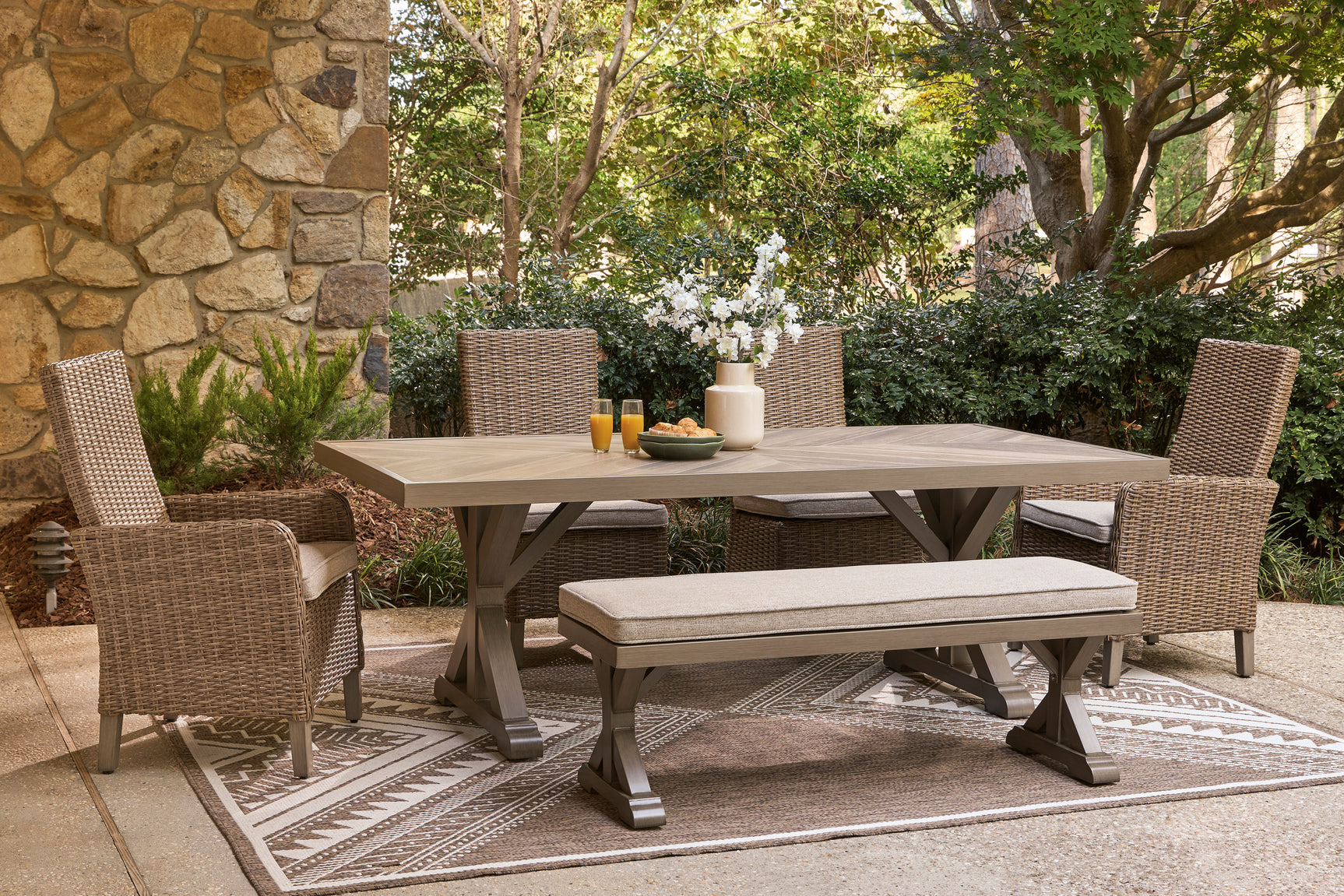 Laguna Heights Beige 6-Piece Outdoor Dining Set - Ornate Home