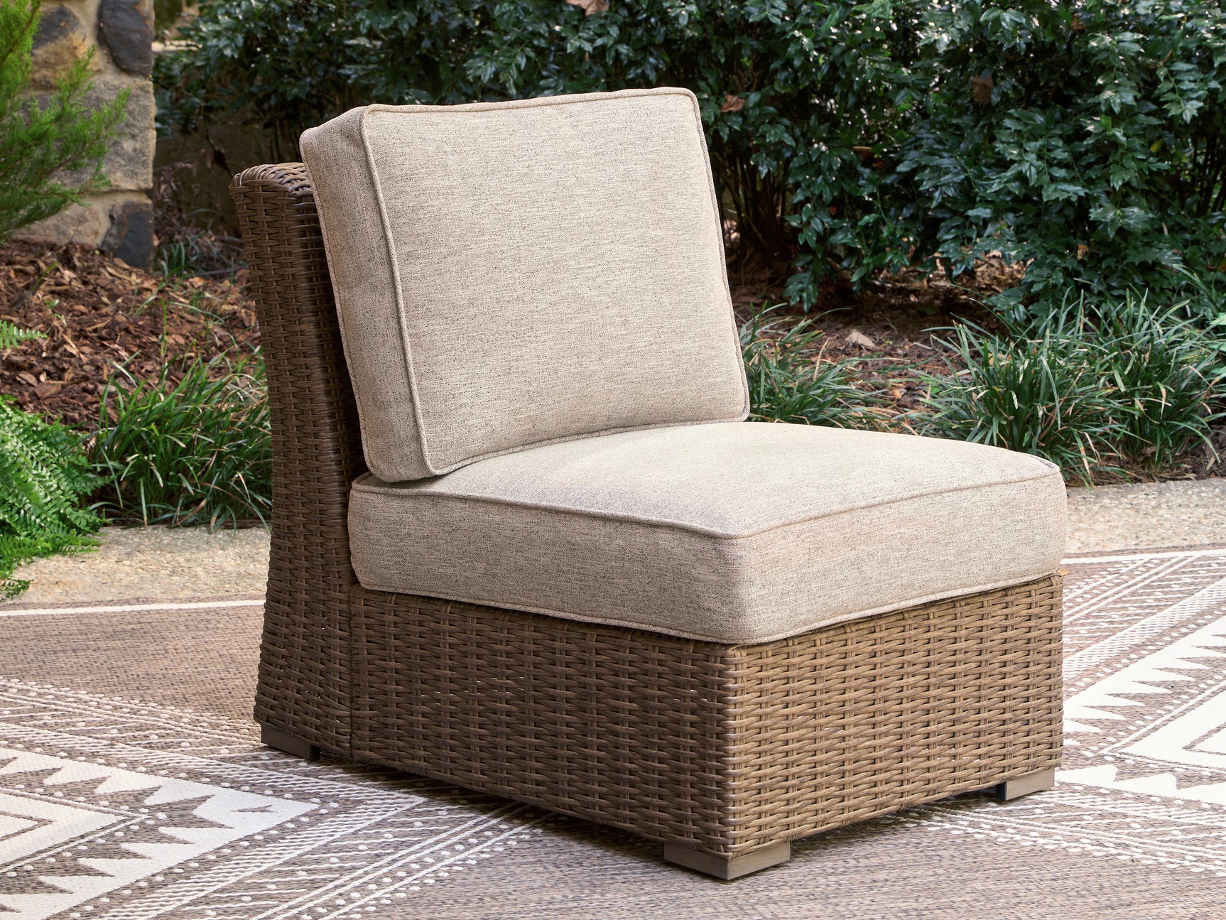Laguna Heights Beige Outdoor Armless Chair with Cushion - Ornate Home