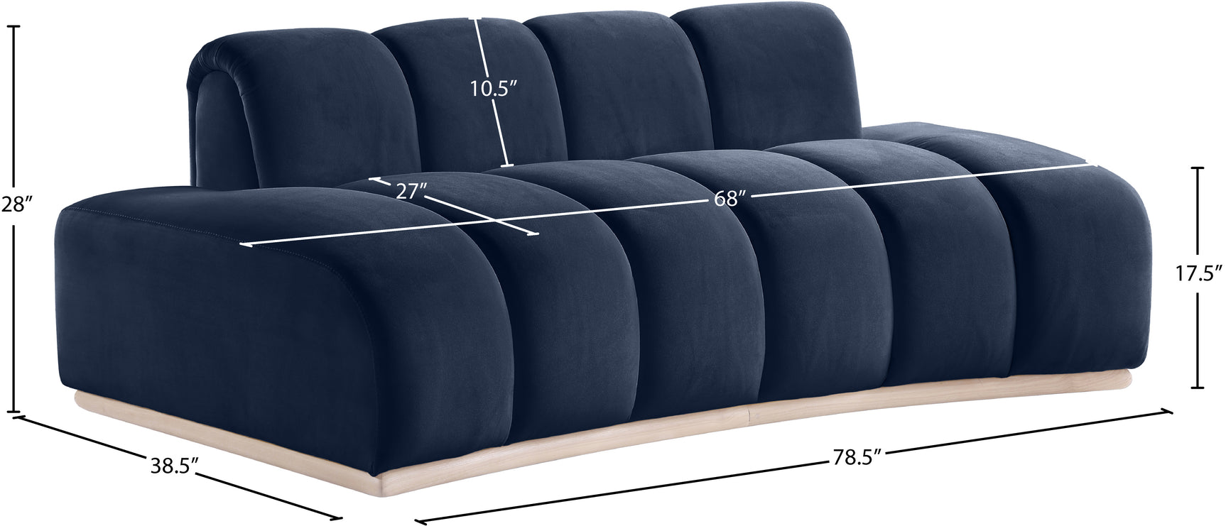 Laguna Navy/Natural 78.5" Velvet Upholstered Loveseat - Ornate Home