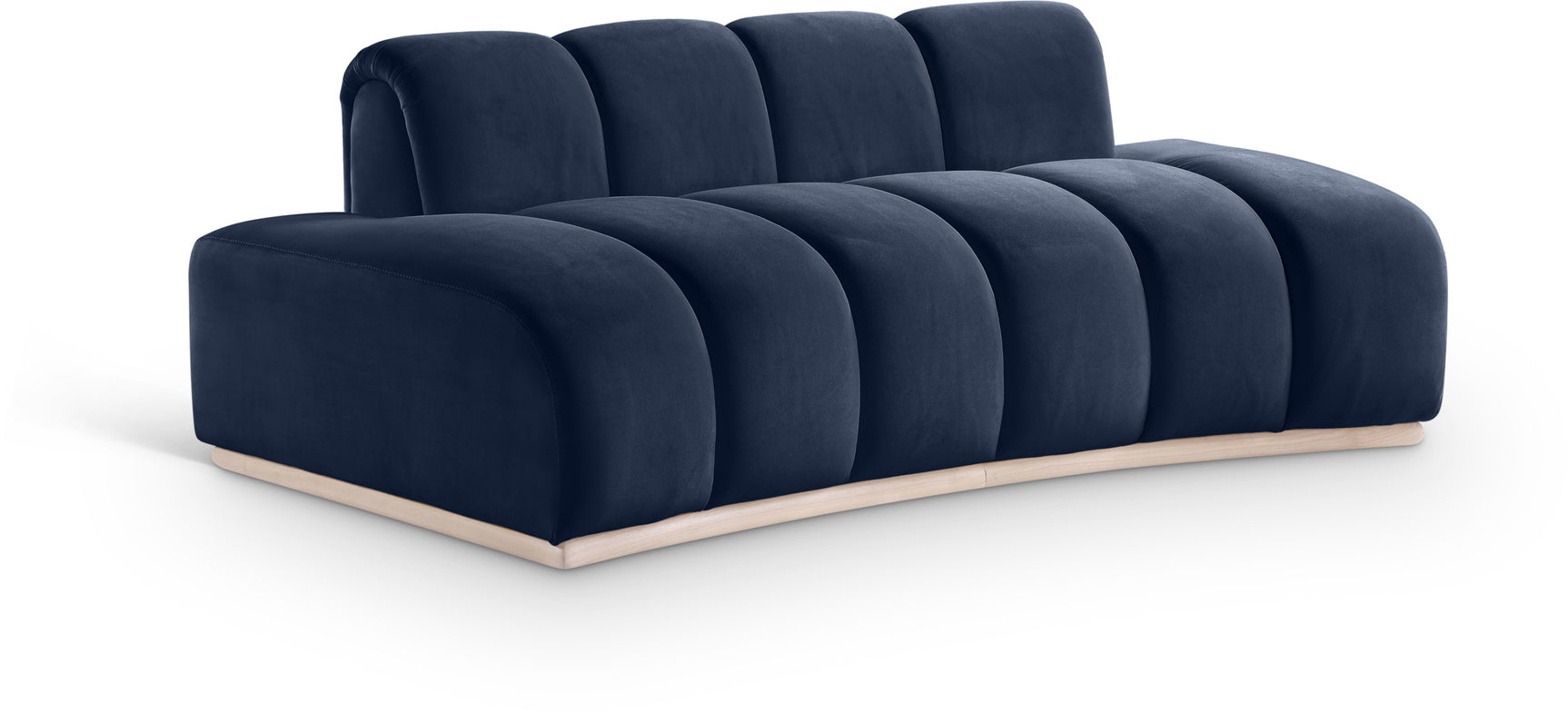 Laguna Navy/Natural 78.5" Velvet Upholstered Loveseat - Ornate Home