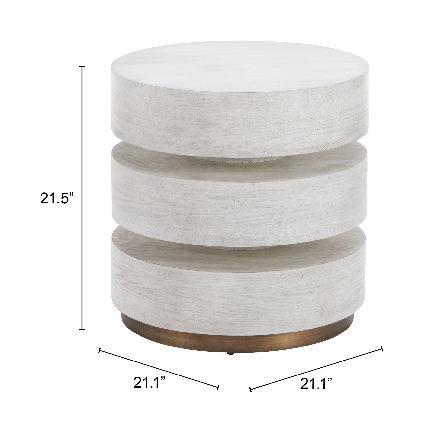Laha Oak White Side Table - Ornate Home