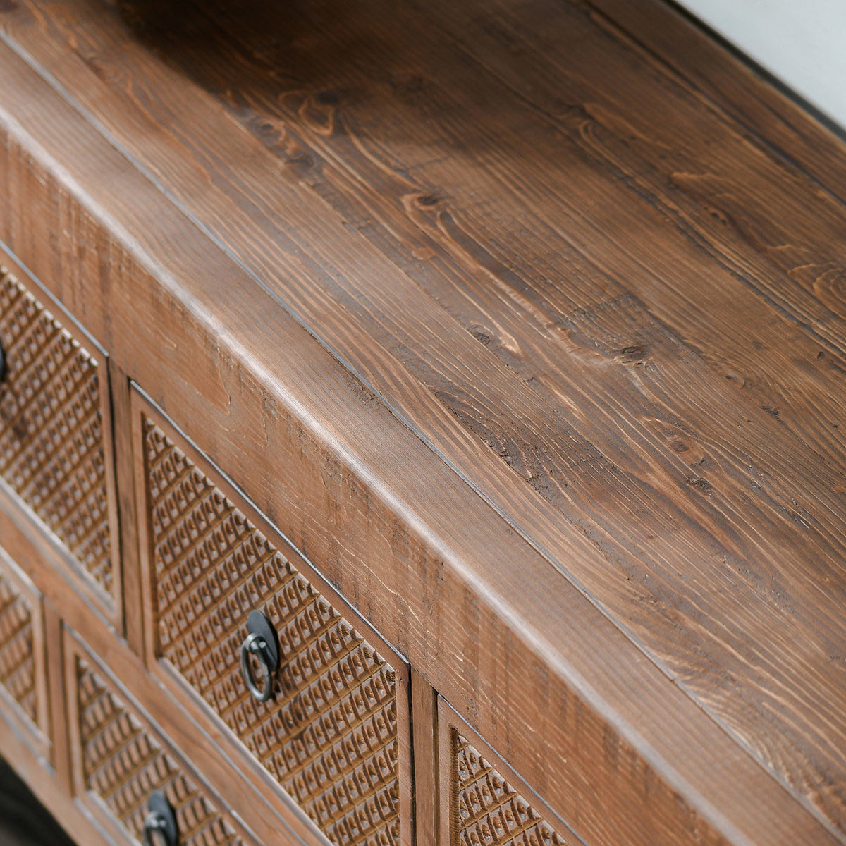 Lahey Mission Brown Solid Wood 11 Dwr Rectangle Console Table - Ornate Home