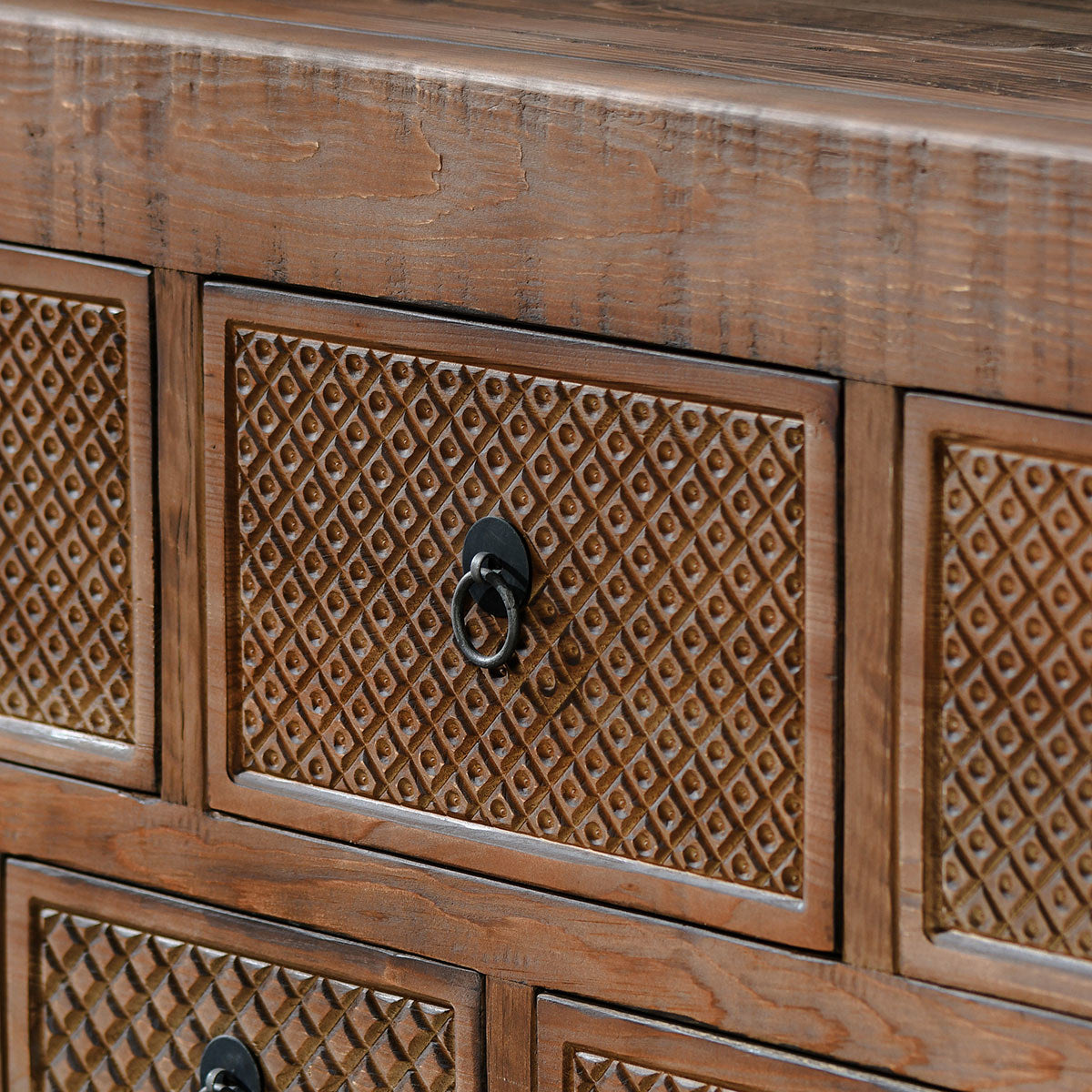 Lahey Mission Brown Solid Wood 11 Dwr Rectangle Console Table - Ornate Home