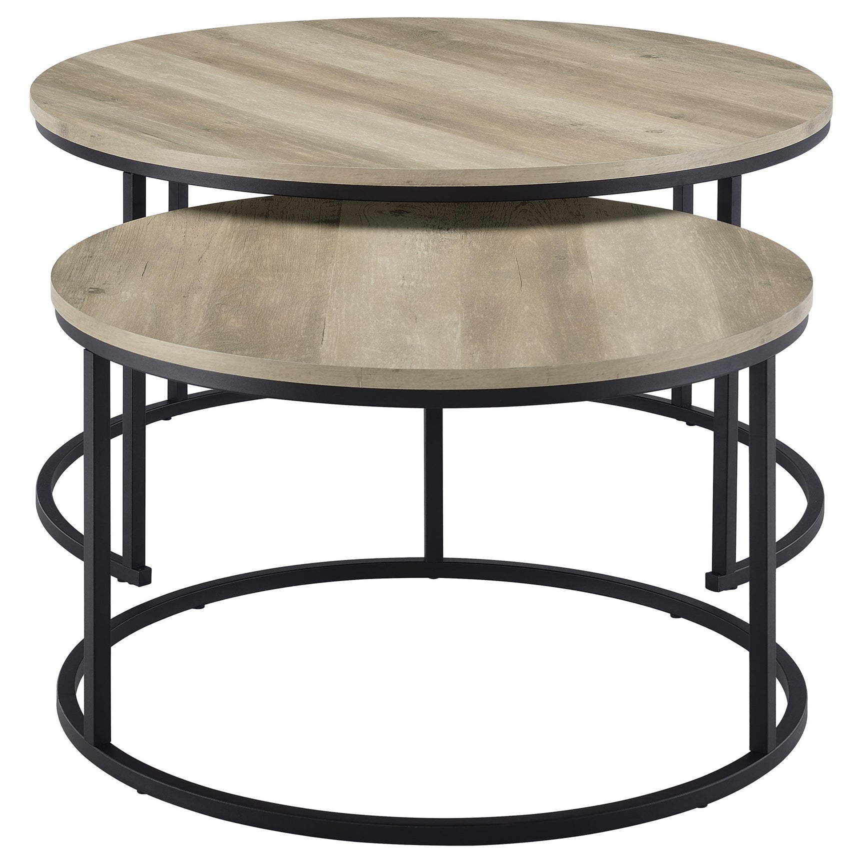 Lainey Distressed Pine 2-piece Round Nesting Coffee Table - Ornate Home