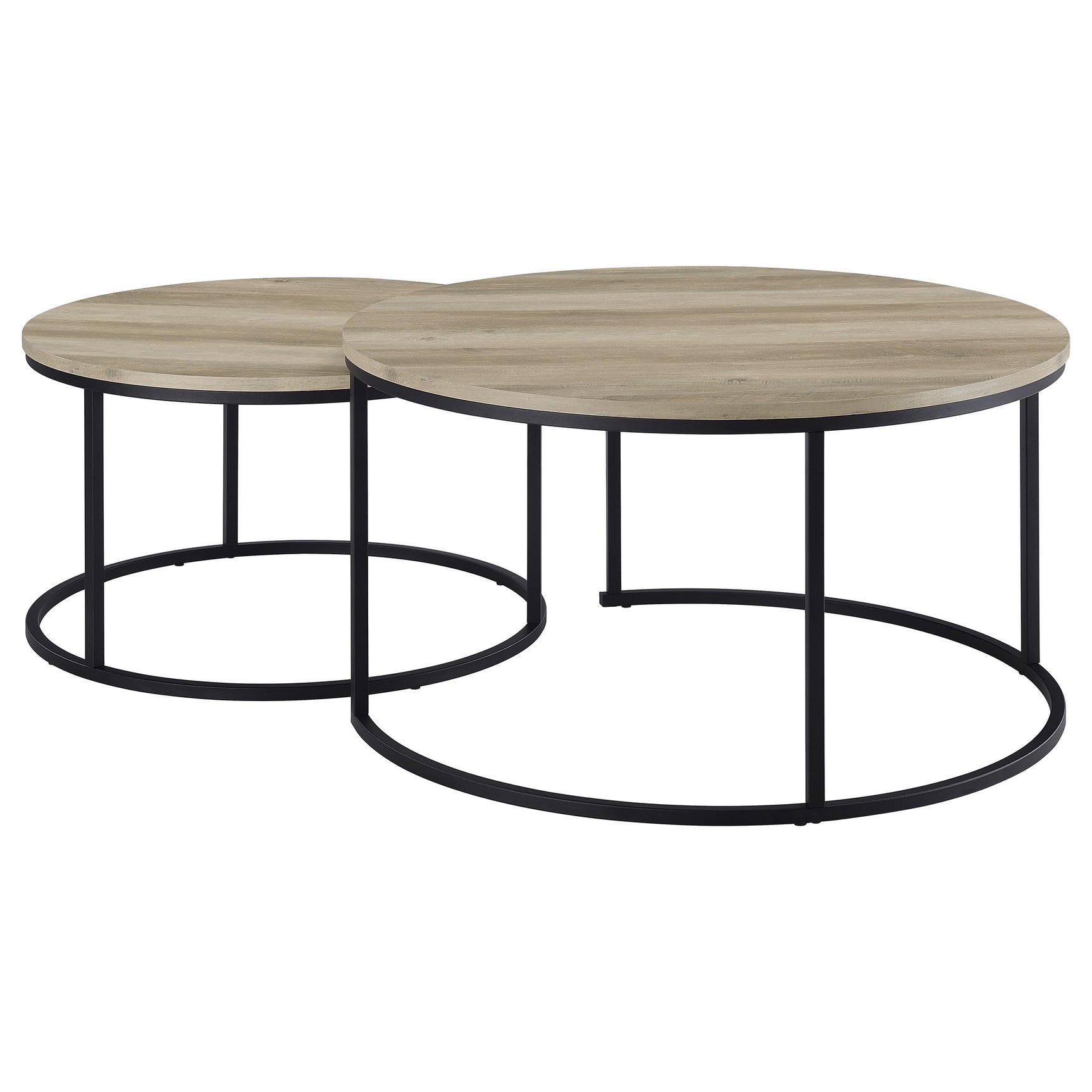 Lainey Distressed Pine 2-piece Round Nesting Coffee Table - Ornate Home