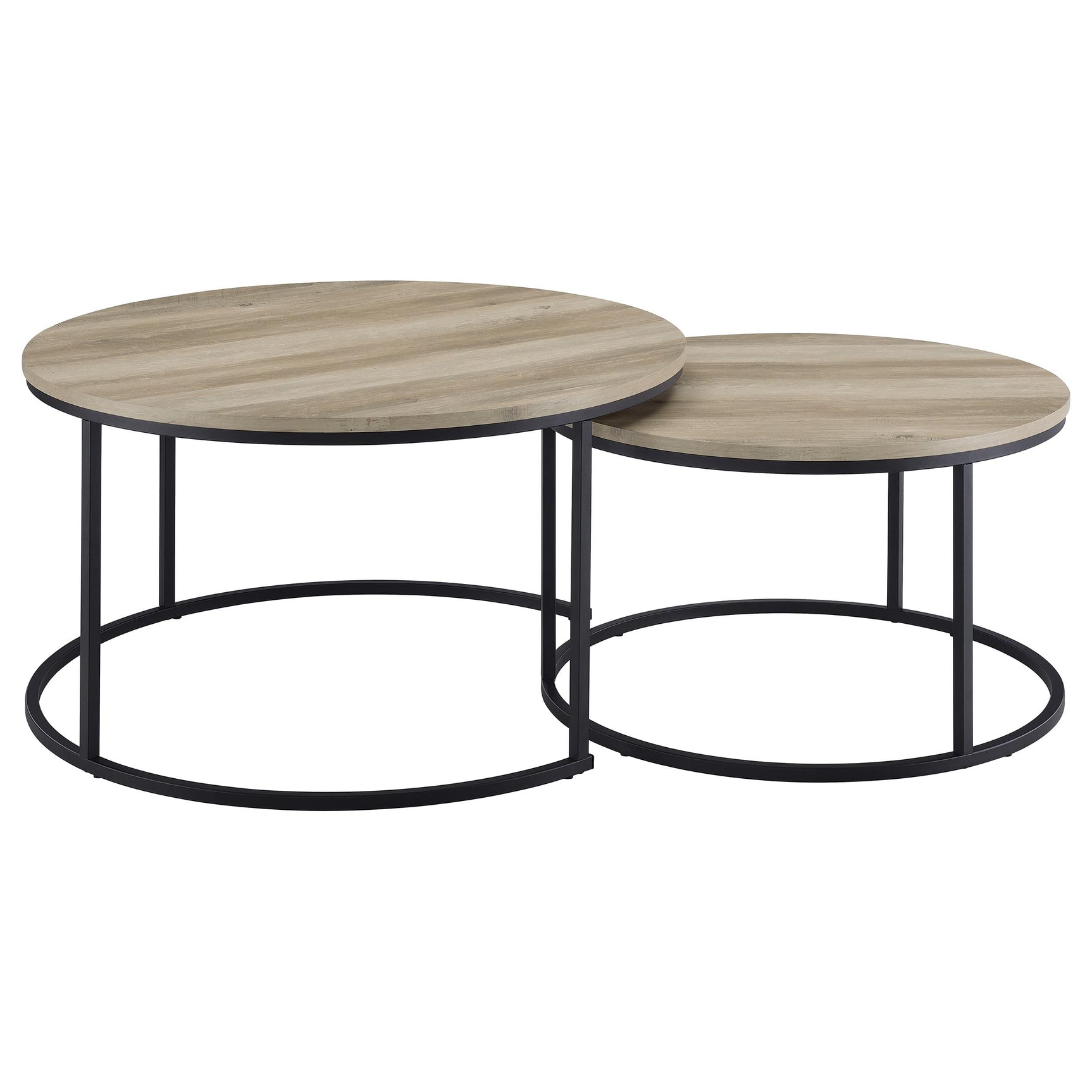 Lainey Distressed Pine 2-piece Round Nesting Coffee Table - Ornate Home