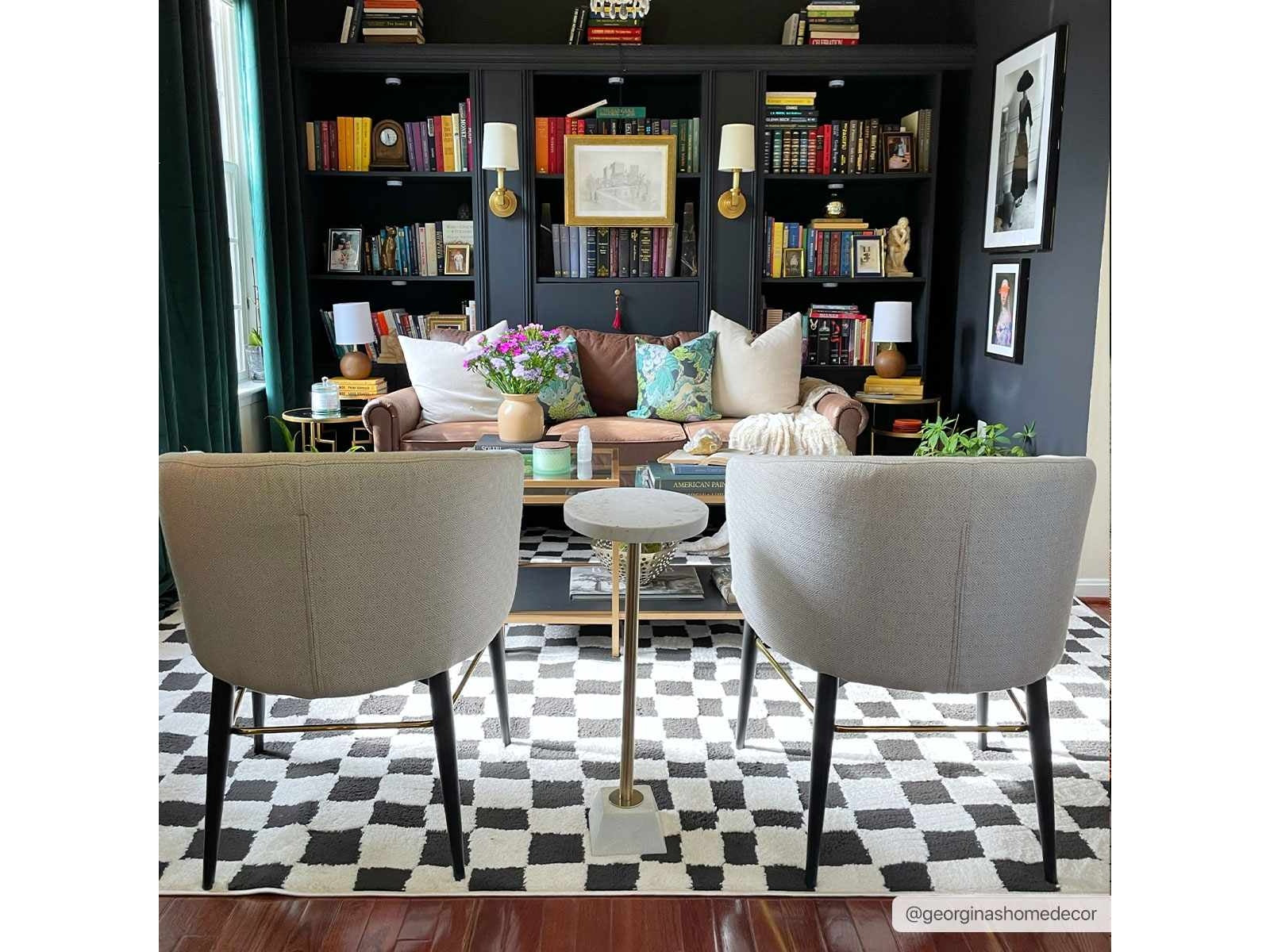 Lajos Black & White Checkered Area Rug - Ornate Home