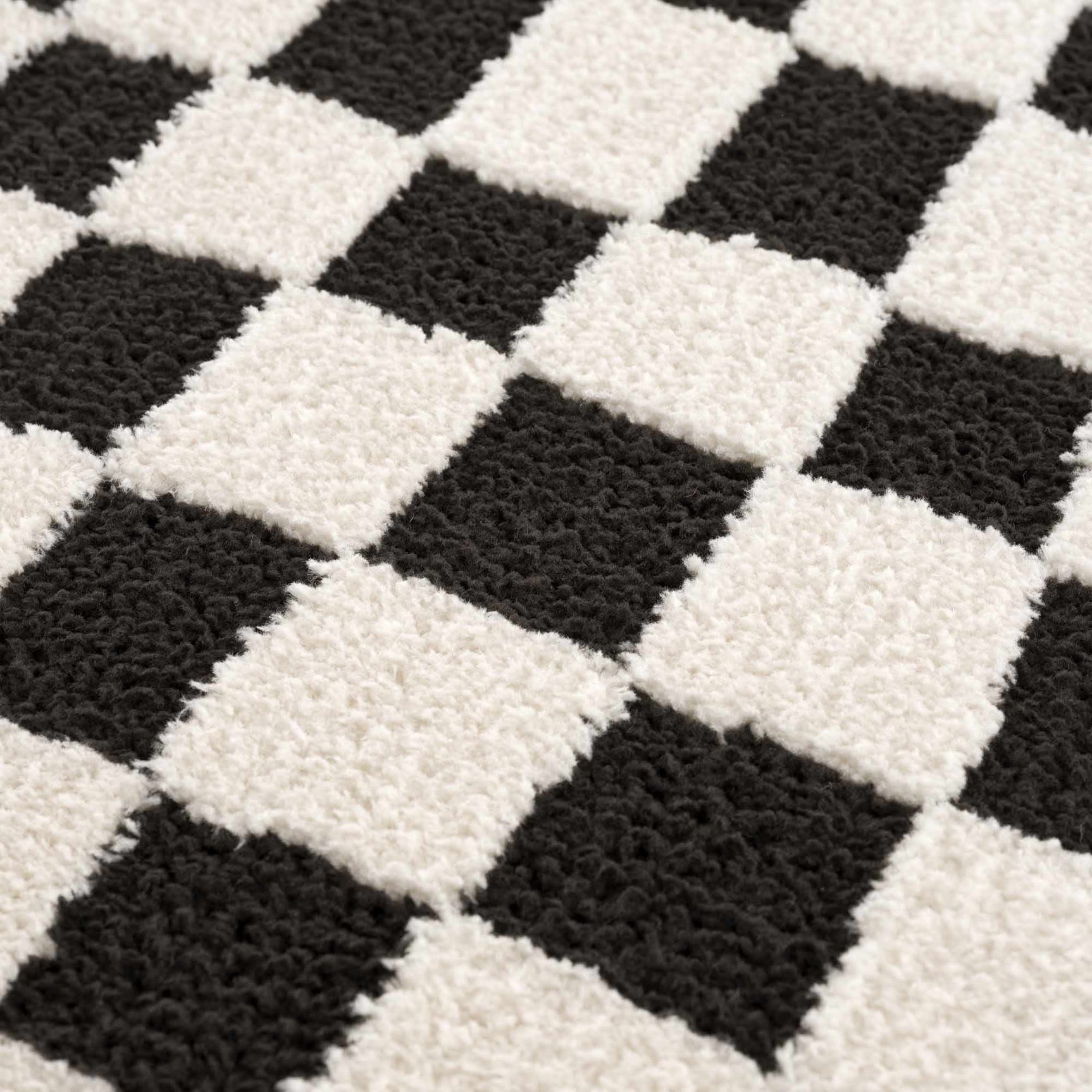 Lajos Black & White Checkered Plush Rug - Ornate Home
