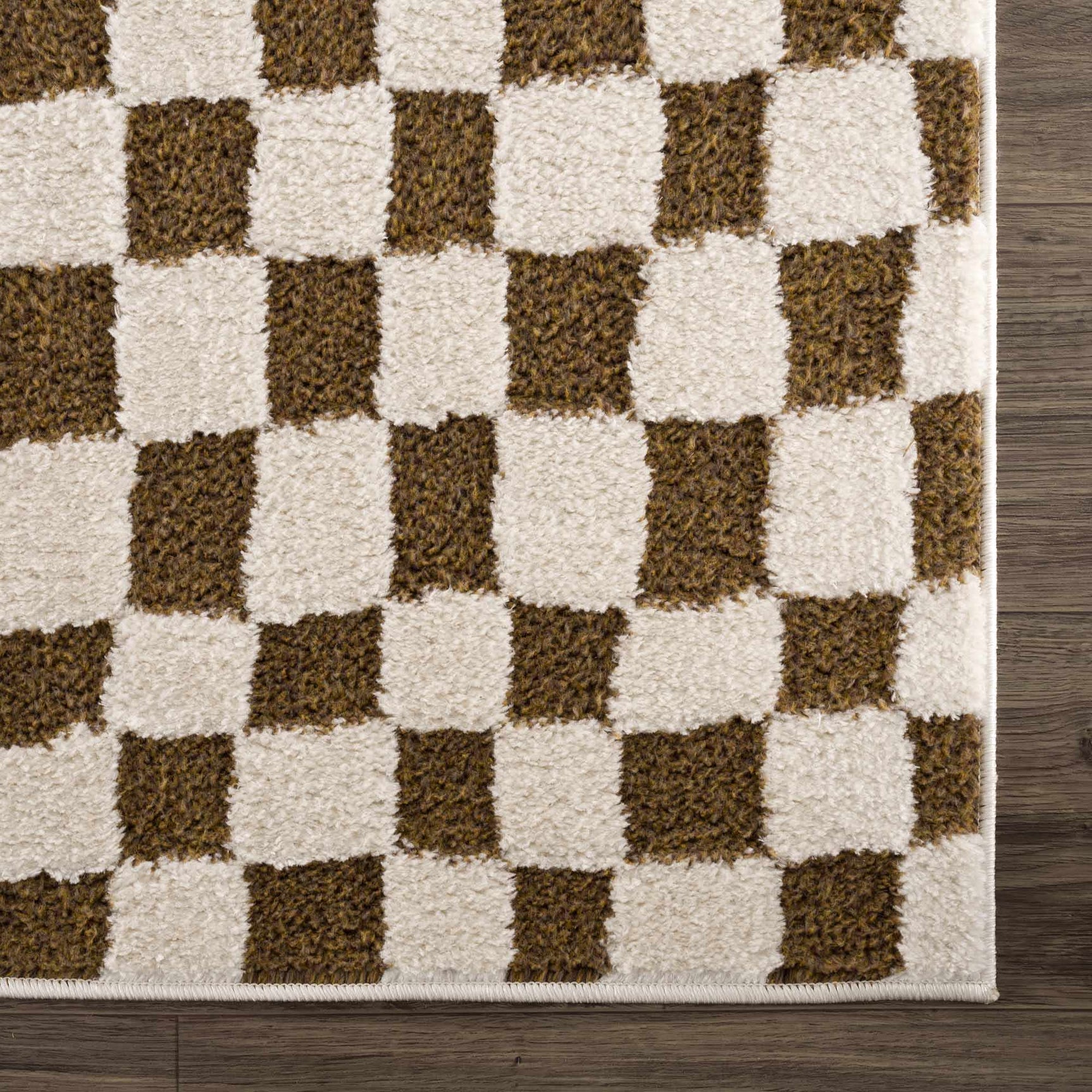 Lajos Brown Checkered Shag Rug - Clearance - Ornate Home