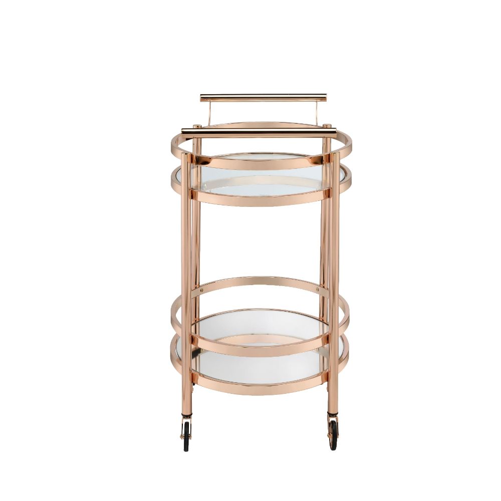 Lakelyn Rose Gold & Clear Glass Serving Cart - Ornate Home