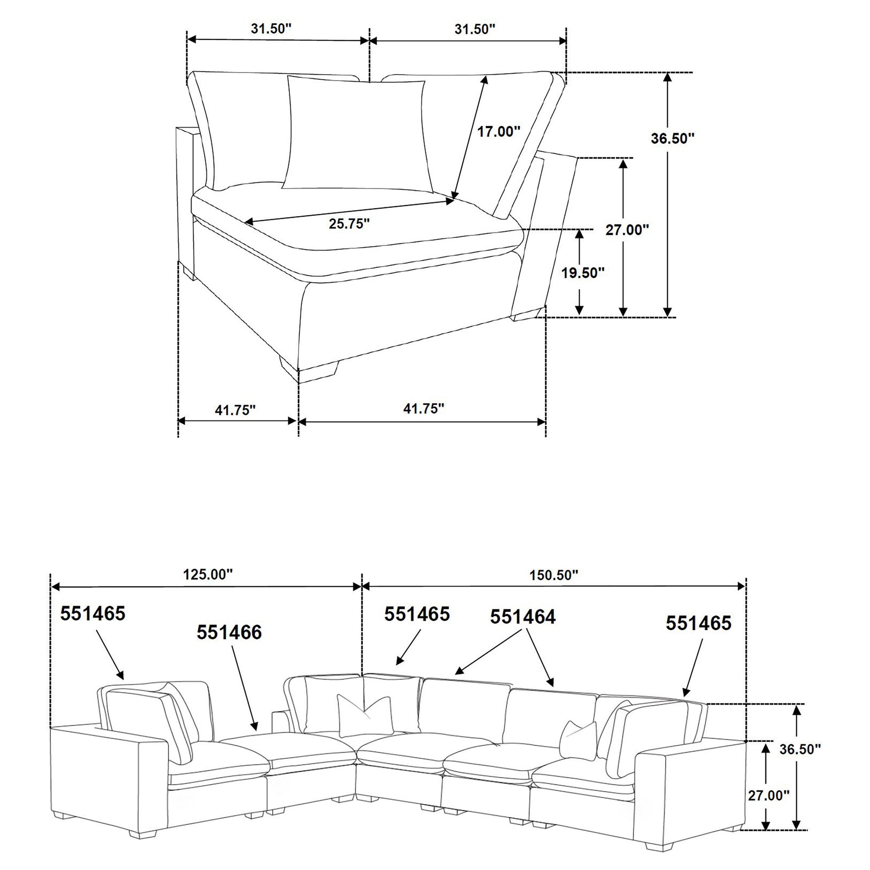 Lakeview Dark Chocolate 5-piece Modular Sectional Sofa - Ornate Home