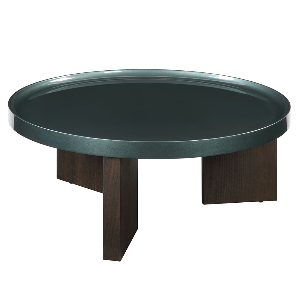 Lakita Blackish Green High Gloss/Smoked Oak Coffee Table - Ornate Home