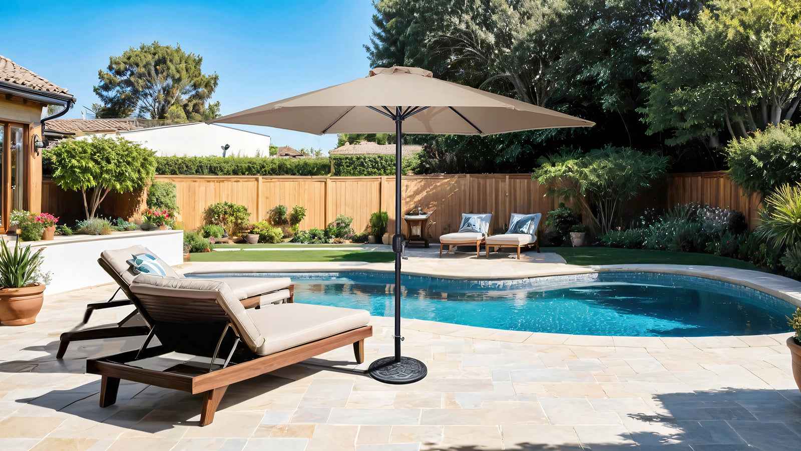 Lali Beige Outdoor Umbrella (Base) - Ornate Home