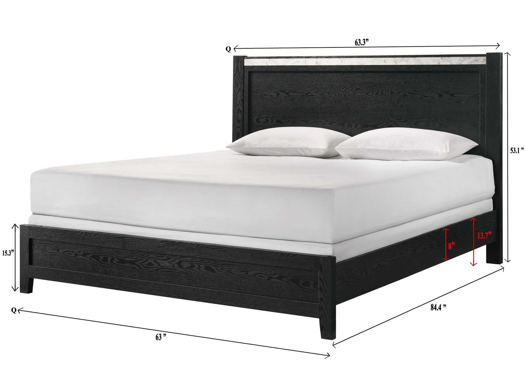 Lamar Black Queen Panel Bed - Ornate Home