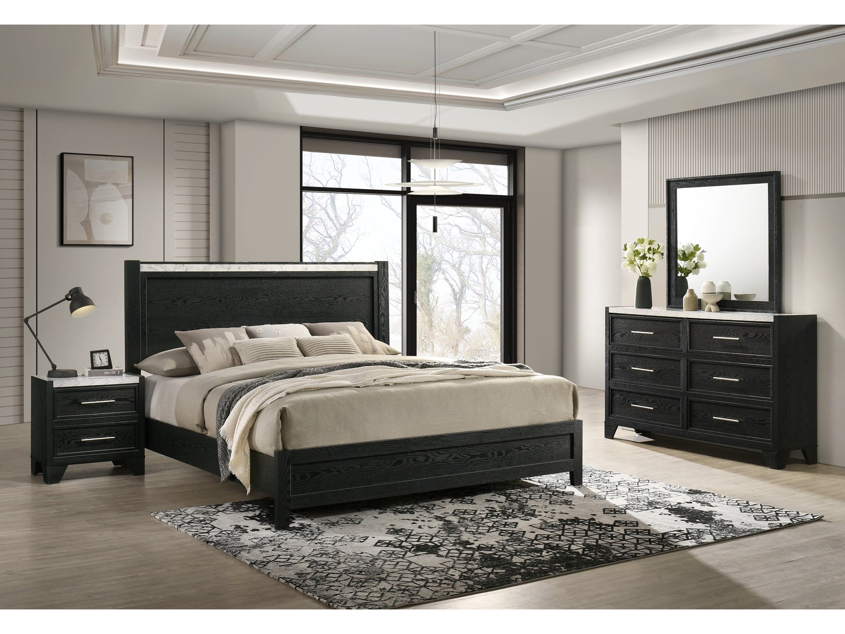 Lamar Black Queen Panel Bed - Ornate Home