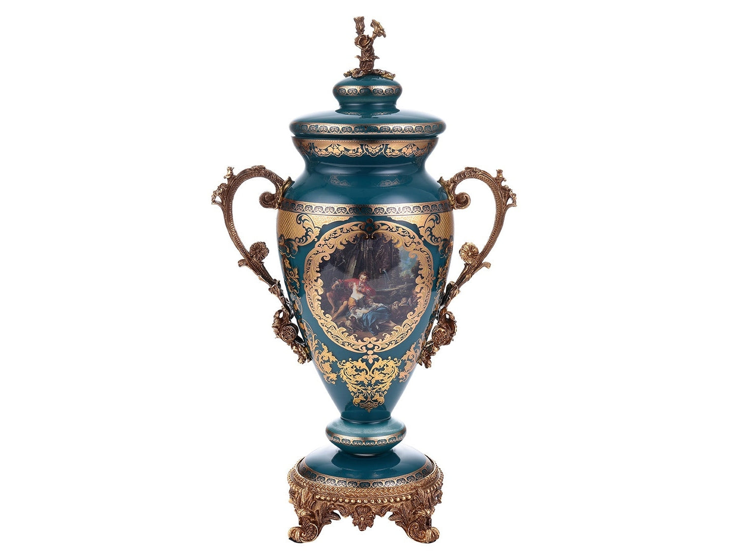 Lambrini Blue & Gold Urn / HD-4016S - Ornate Home