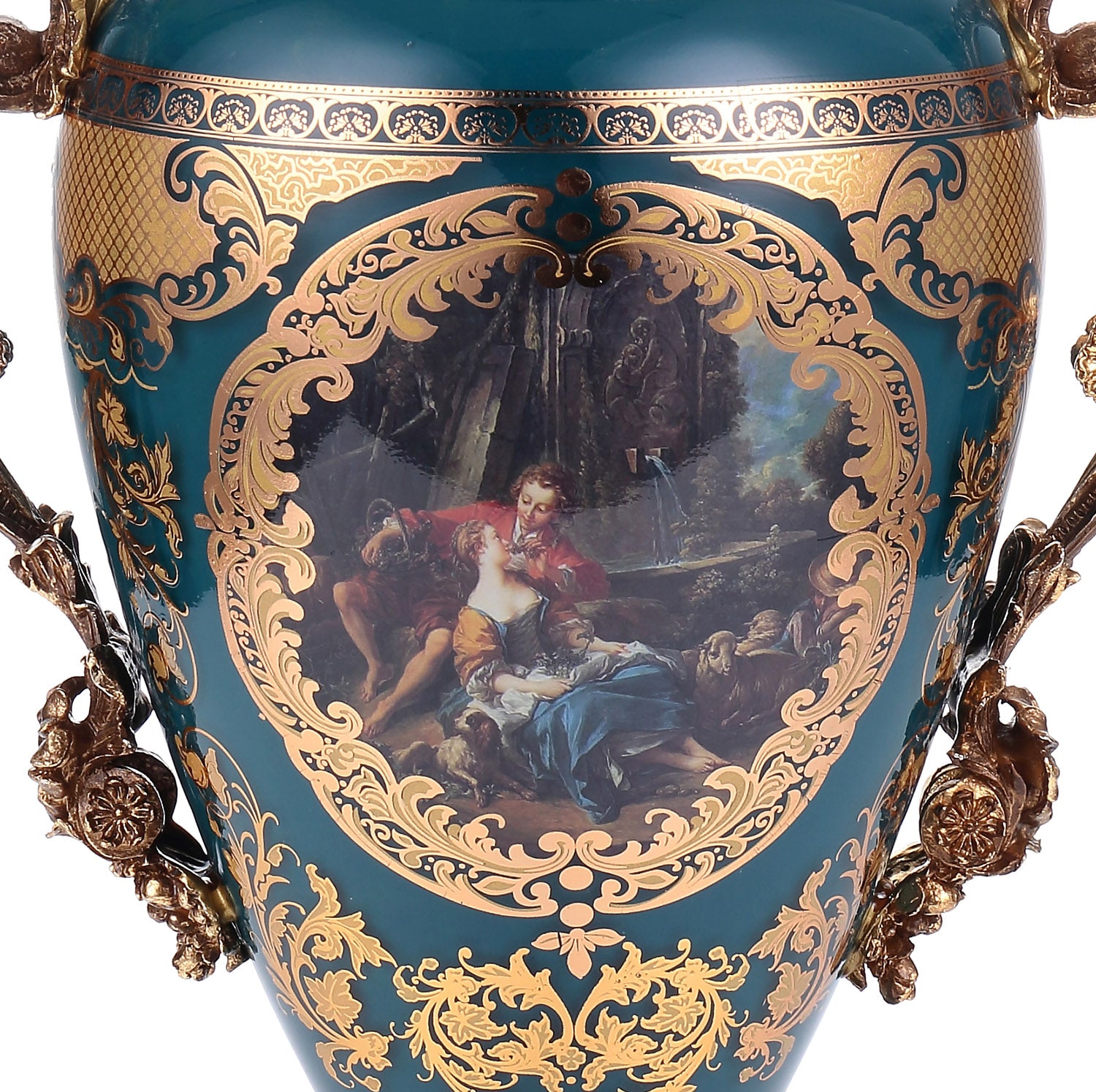 Lambrini Blue & Gold Urn / HD-4016S - Ornate Home