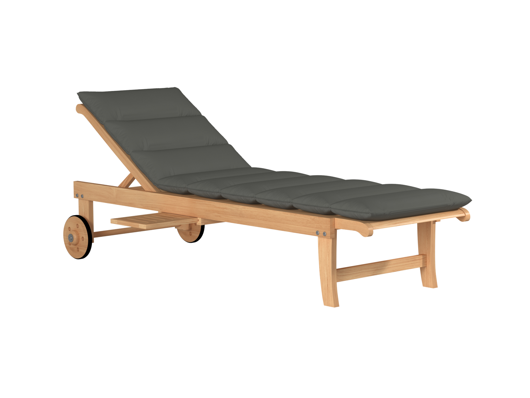 Lance Teak Charcoal Outdoor Reclining Sunlounger with Sunbrella® Cushion and Slide-out Tray - Ornate Home
