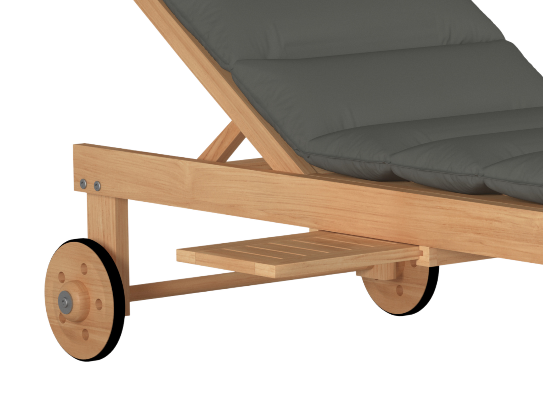 Lance Teak Charcoal Outdoor Reclining Sunlounger with Sunbrella® Cushion and Slide-out Tray - Ornate Home