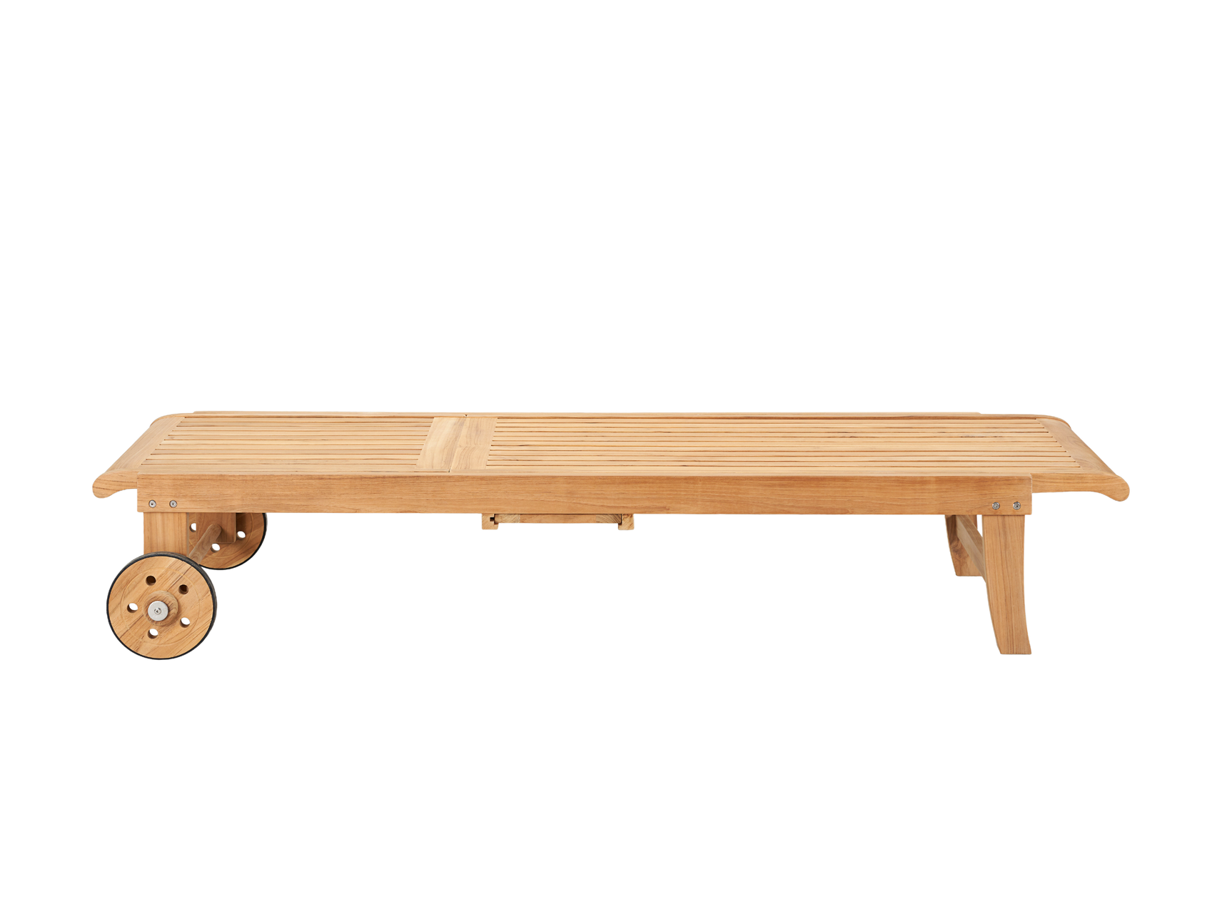 Lance Teak Outdoor Reclining Sunlounger with Rear Wheels and Slide-out Tray - Ornate Home