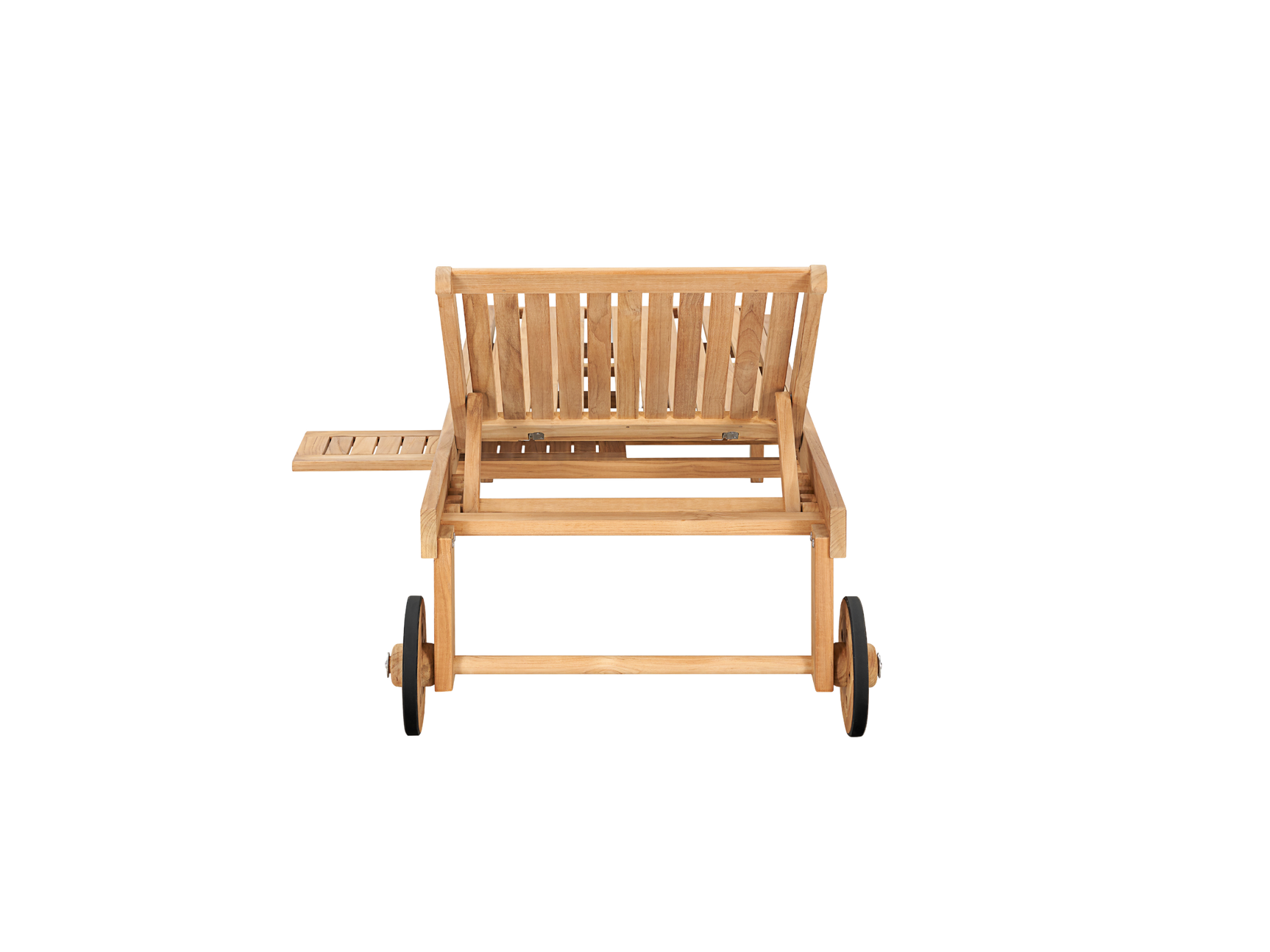 Lance Teak Outdoor Reclining Sunlounger with Rear Wheels and Slide-out Tray - Ornate Home