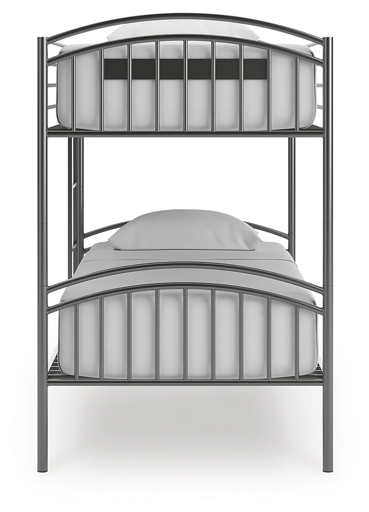 Lanceburg Gray Twin over Twin Bunk Bed and 2 Mattresses (Online Special Price) - Ornate Home