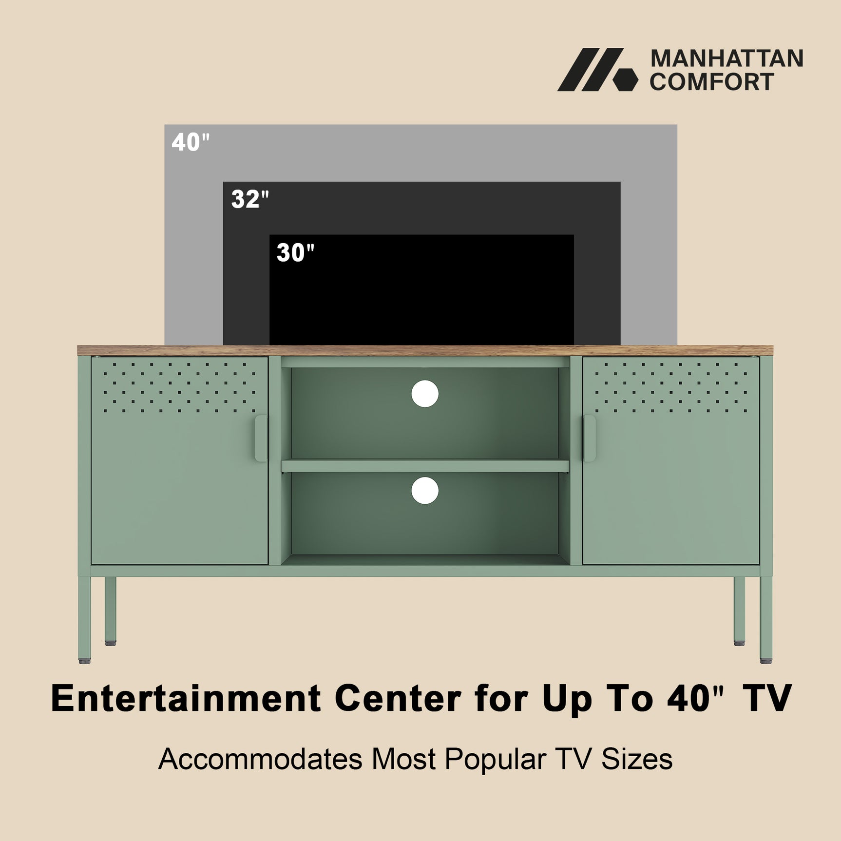Landen 47" TV Stand in Green - Ornate Home