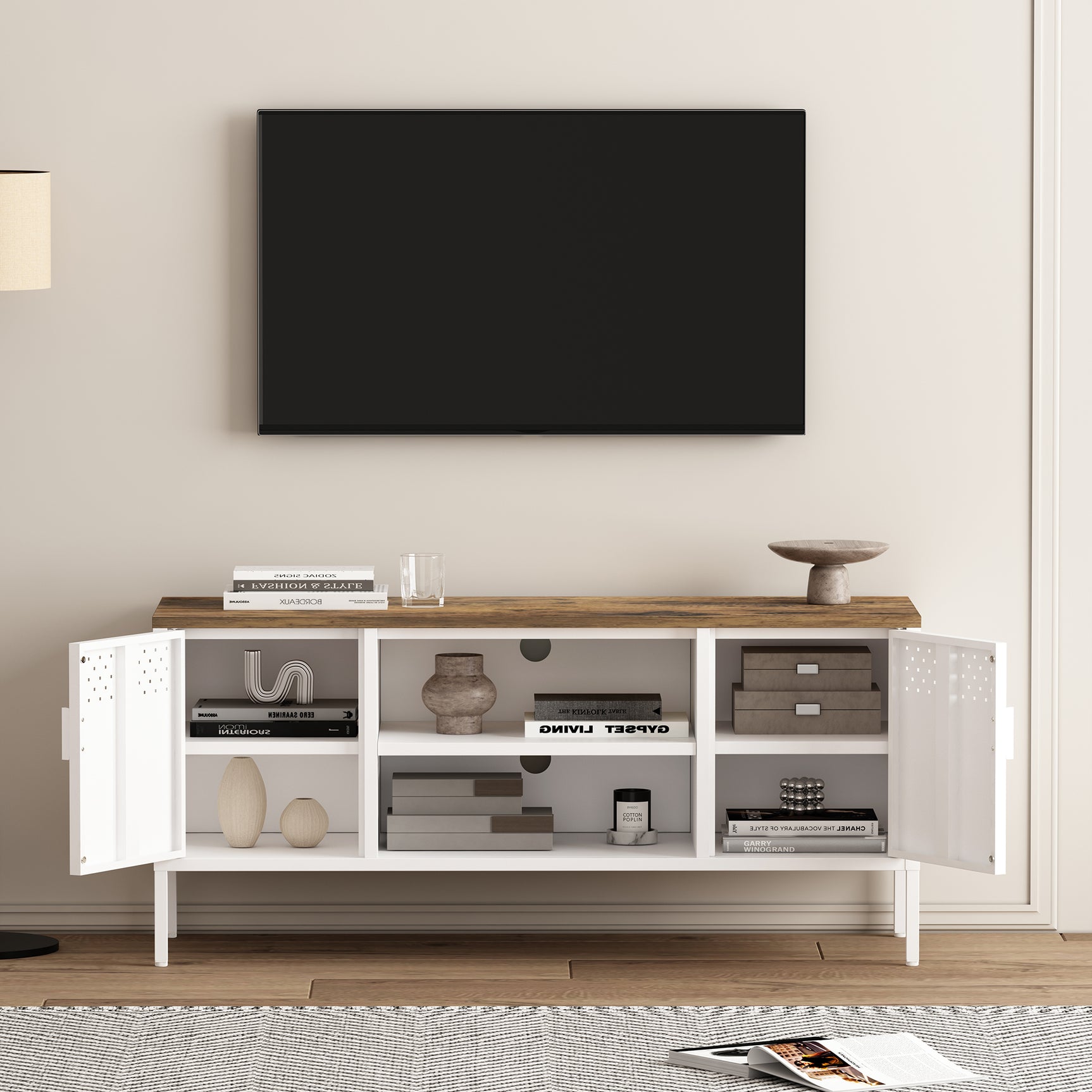 Landen 47" TV Stand in White - Ornate Home