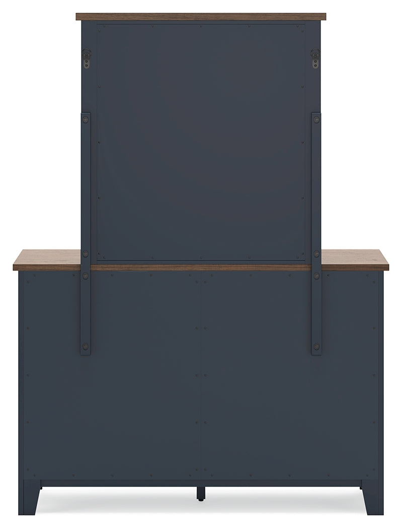 Landocken Brown/Blue Queen Panel Bed, Dresser and Mirror (Online Special Price) - Ornate Home
