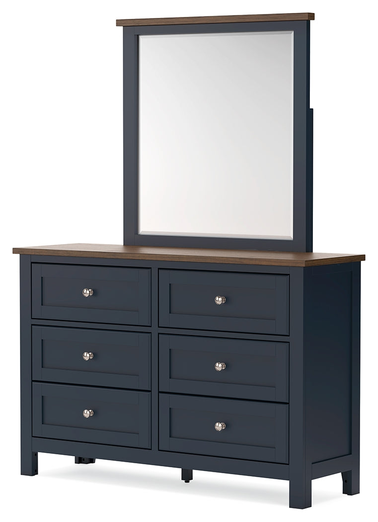 Landocken Brown/Blue Queen Panel Bed, Dresser and Mirror (Online Special Price) - Ornate Home
