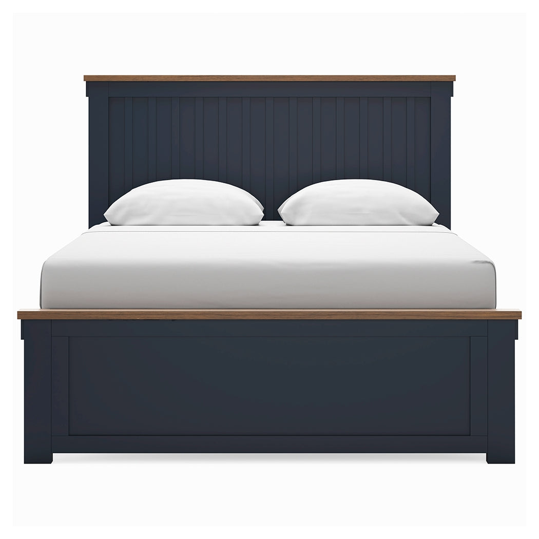 Landocken Brown/Blue Queen Panel Bed, Dresser and Mirror (Online Special Price) - Ornate Home