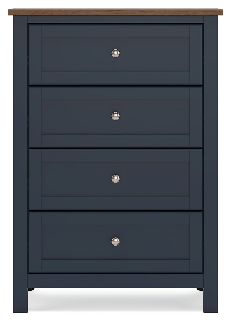 Landocken Brown/Blue Twin Panel Bedroom Set with Chest and Nightstand (Online Special Price) - Ornate Home