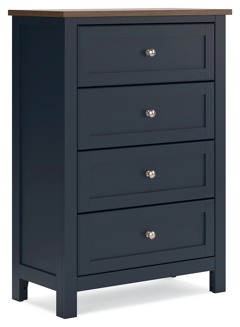Landocken Brown/Blue Twin Panel Bedroom Set with Chest and Nightstand (Online Special Price) - Ornate Home