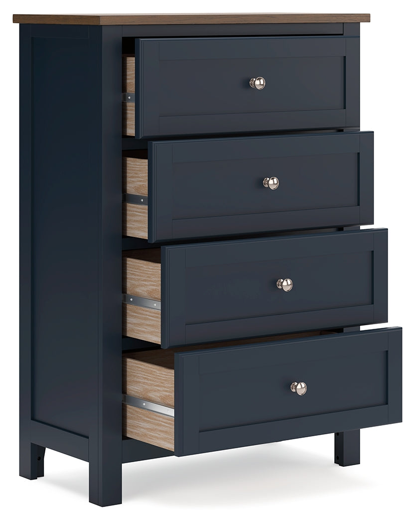 Landocken Brown/Blue Twin Panel Bedroom Set with Chest and Nightstand (Online Special Price) - Ornate Home