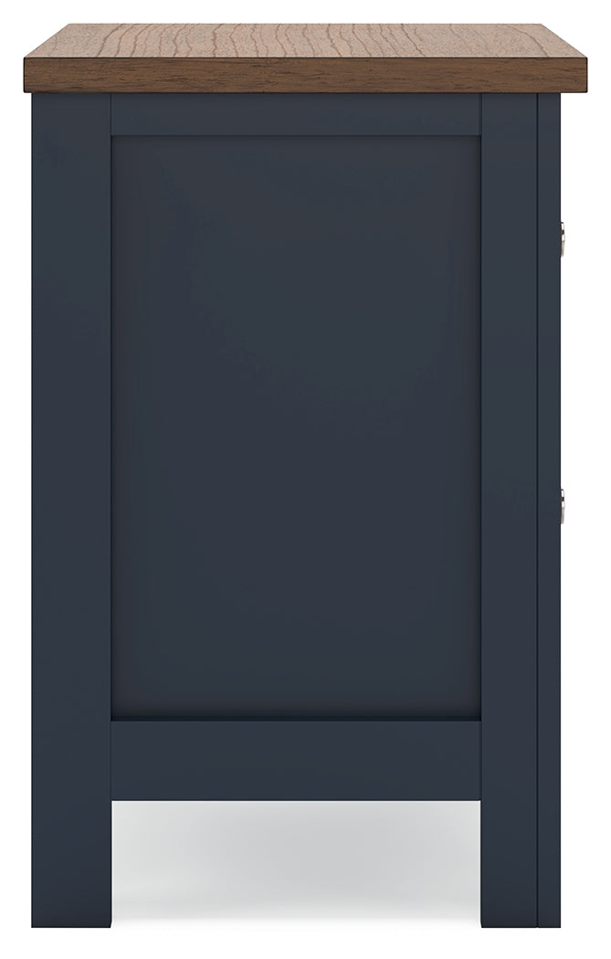 Landocken Brown/Blue Twin Panel Bedroom Set with Chest and Nightstand - Ornate Home