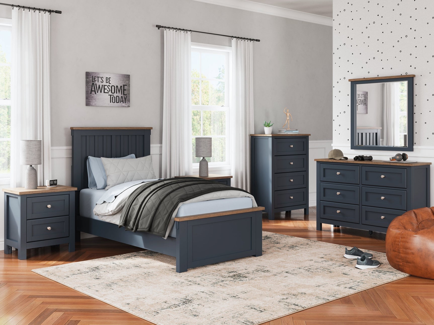 Landocken Twin Panel Bedroom Set with Dresser and Mirror - Ornate Home