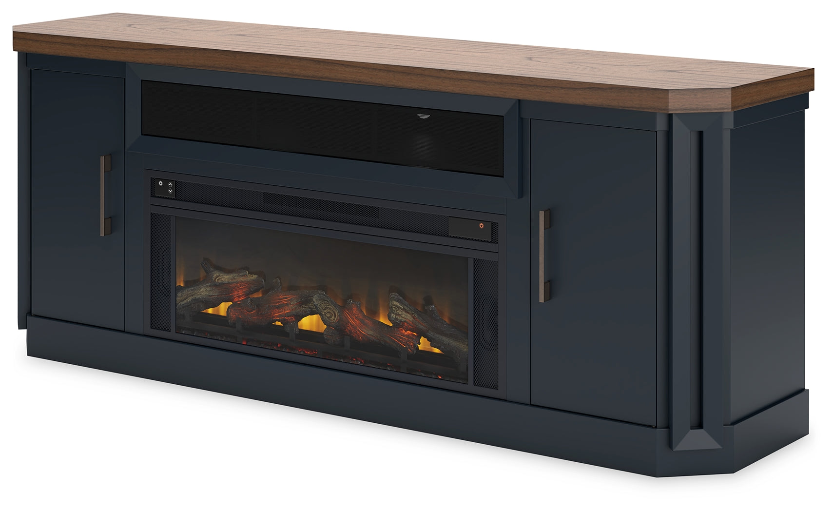 Landocken Two-tone 83" TV Stand with Electric Fireplace (Online Special Price) - Ornate Home
