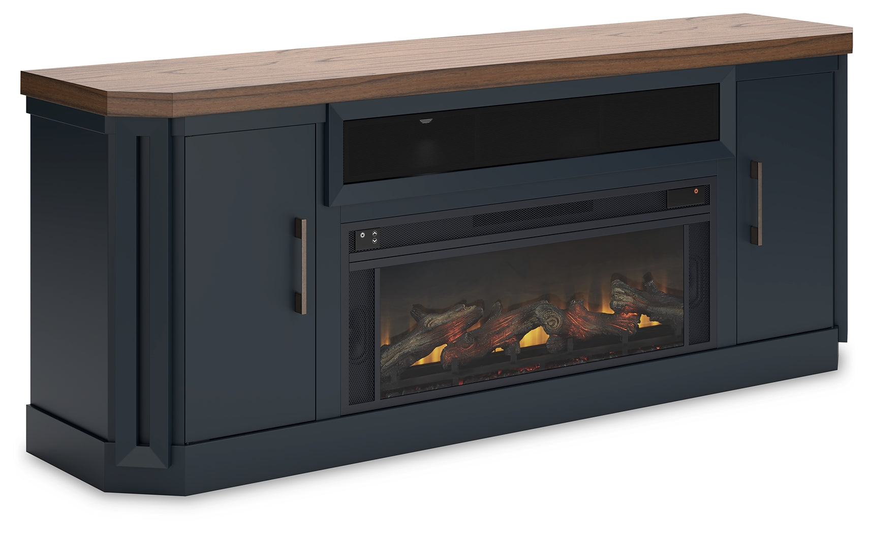 Landocken Two-tone 83" TV Stand with Electric Fireplace (Online Special Price) - Ornate Home