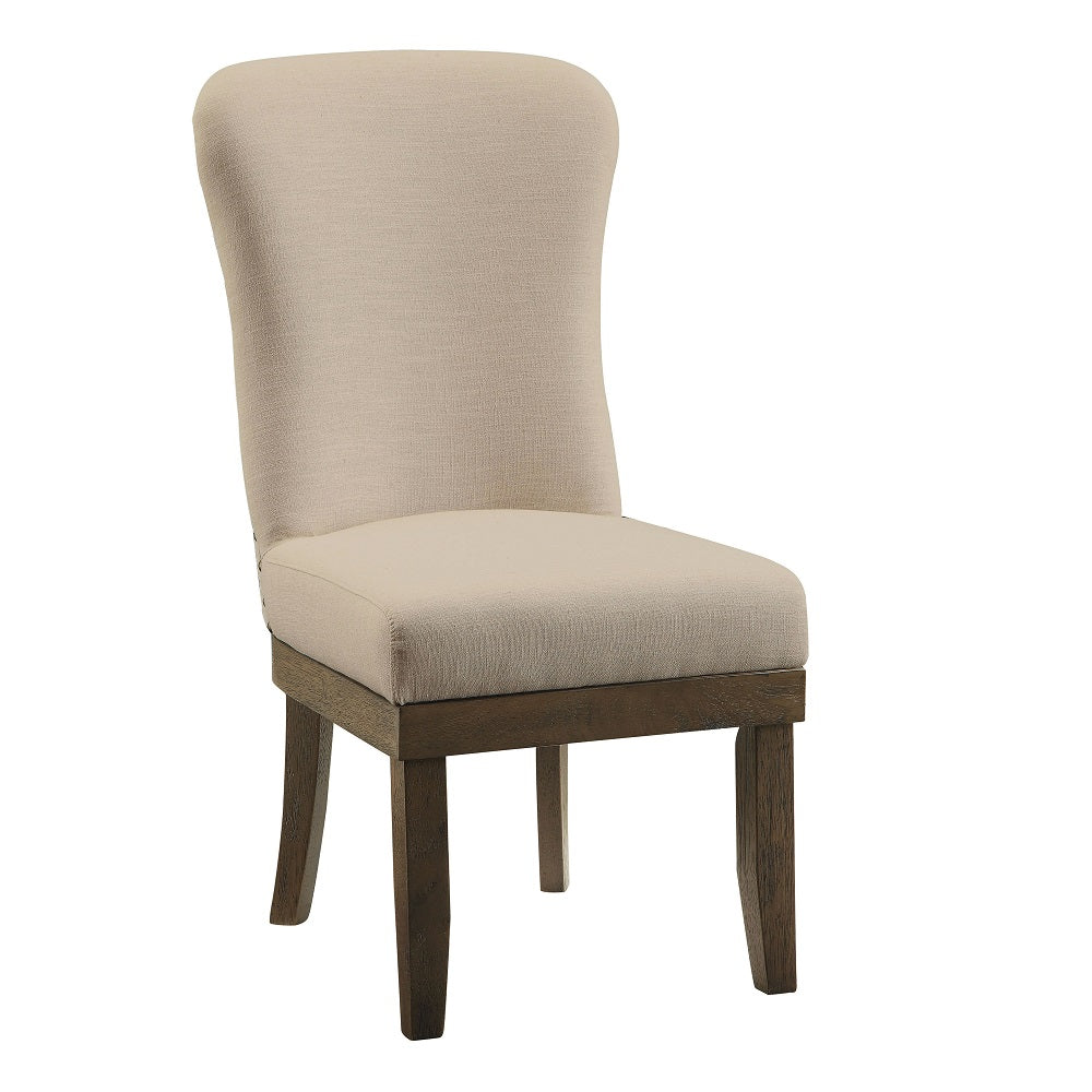 Landon Beige Linen & Salvage Brown Side Chair (Set of 2) - Ornate Home