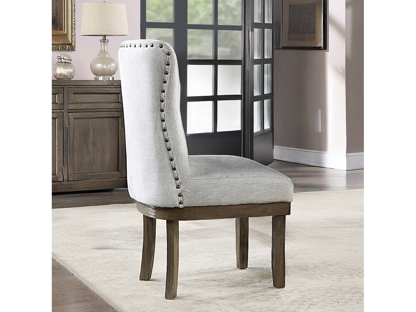 Landon Gray Linen Side Chair / 2pc - Ornate Home