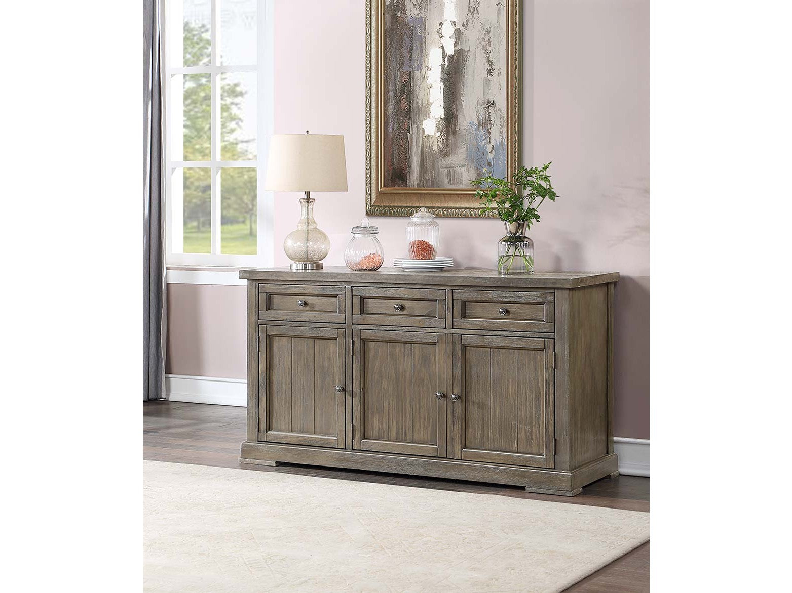 Landon Salvage Gray Server - Ornate Home