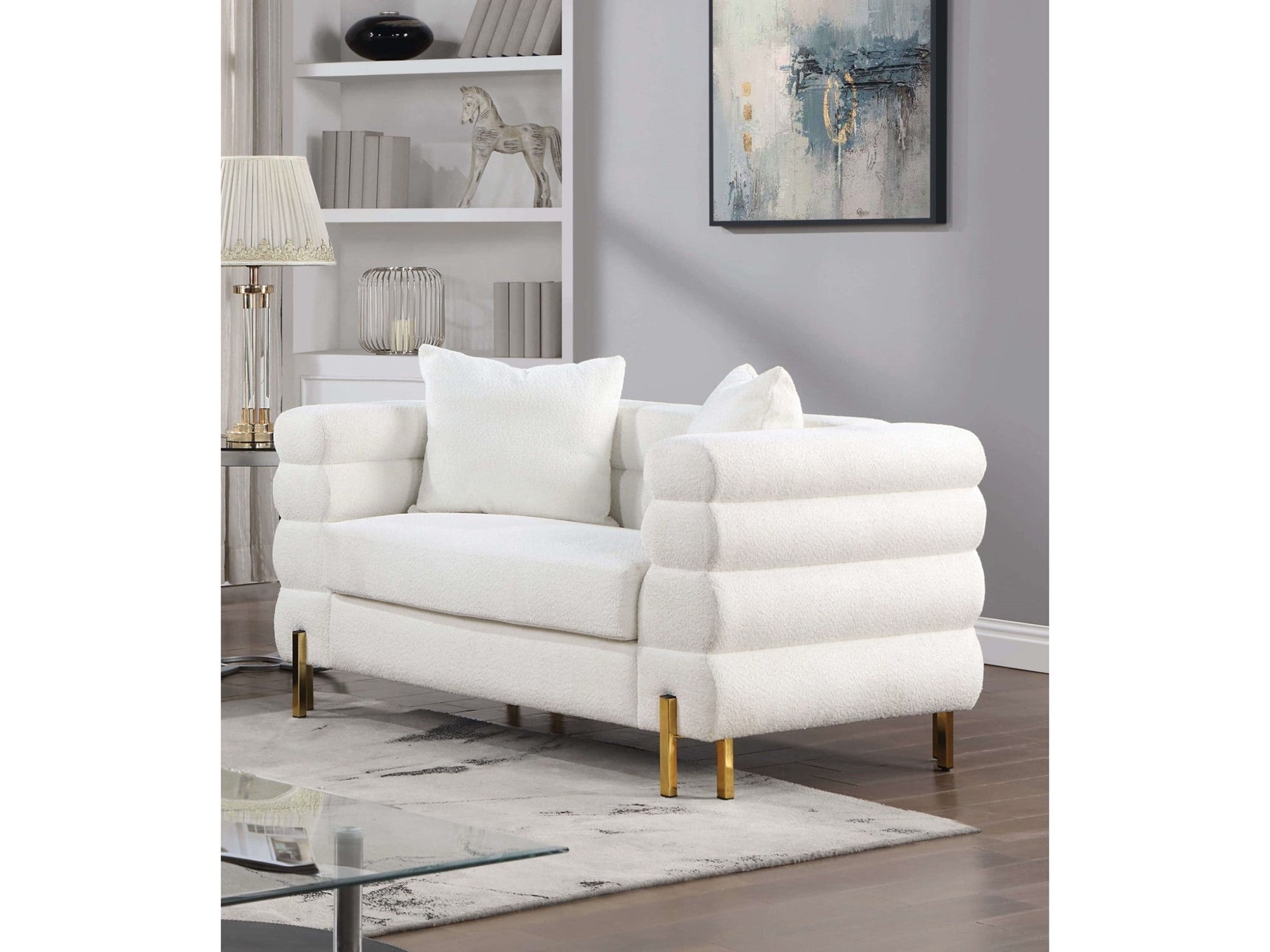 Landovery White/Gold Loveseat - Ornate Home