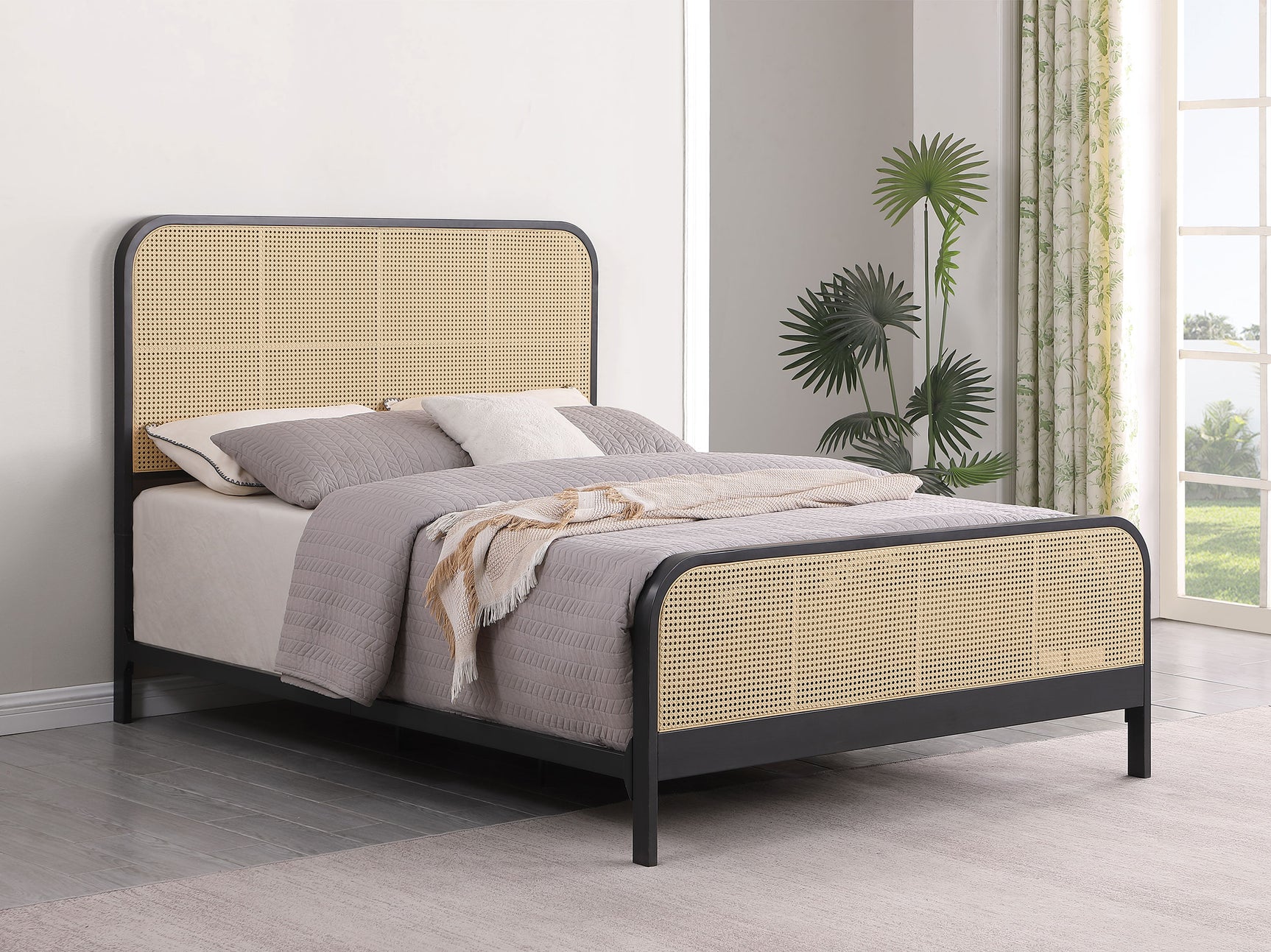 Lanewood Black Open Cane Queen Bed - Ornate Home