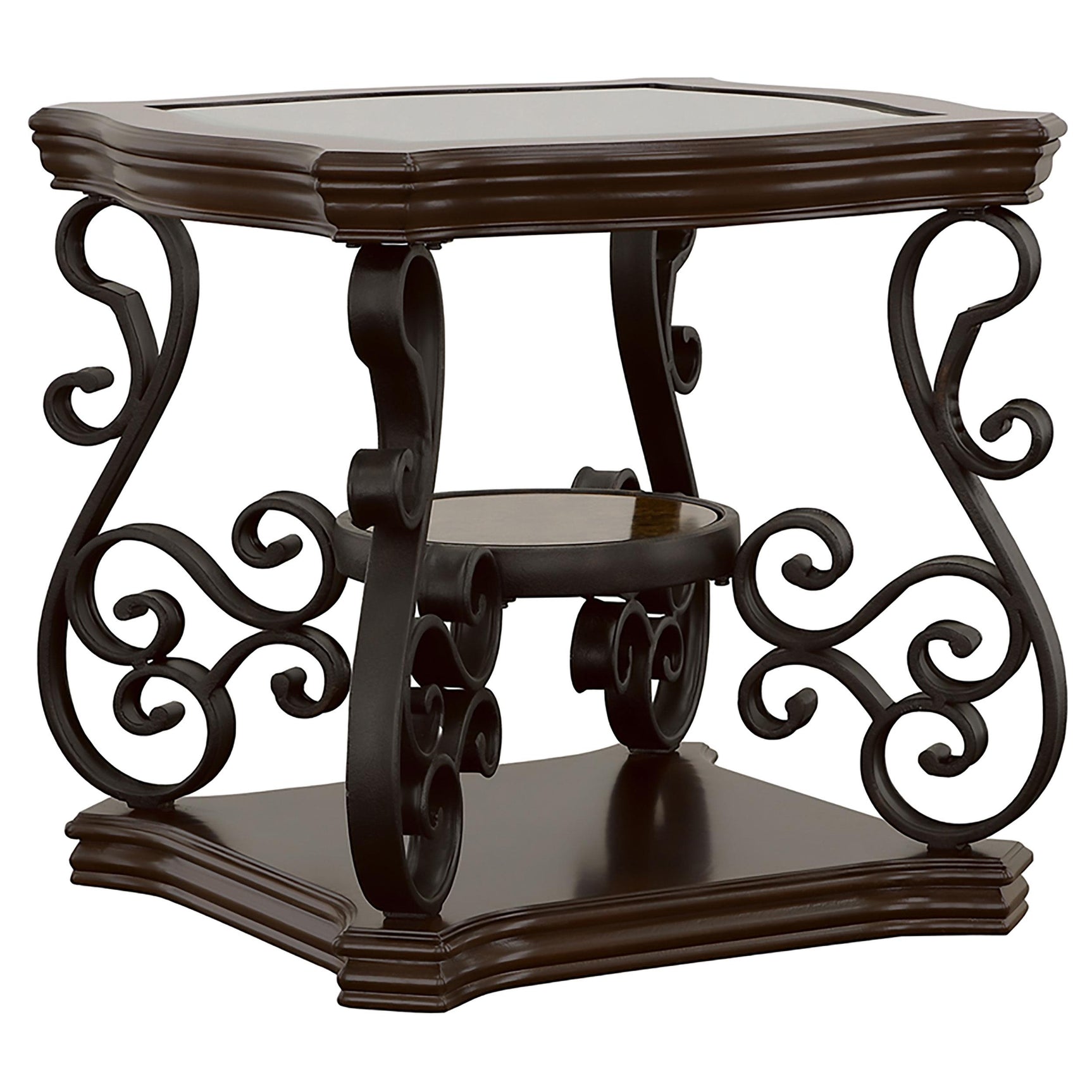 Laney Dark Merlot 3-piece Glass Top Coffee and End Table Set - Ornate Home