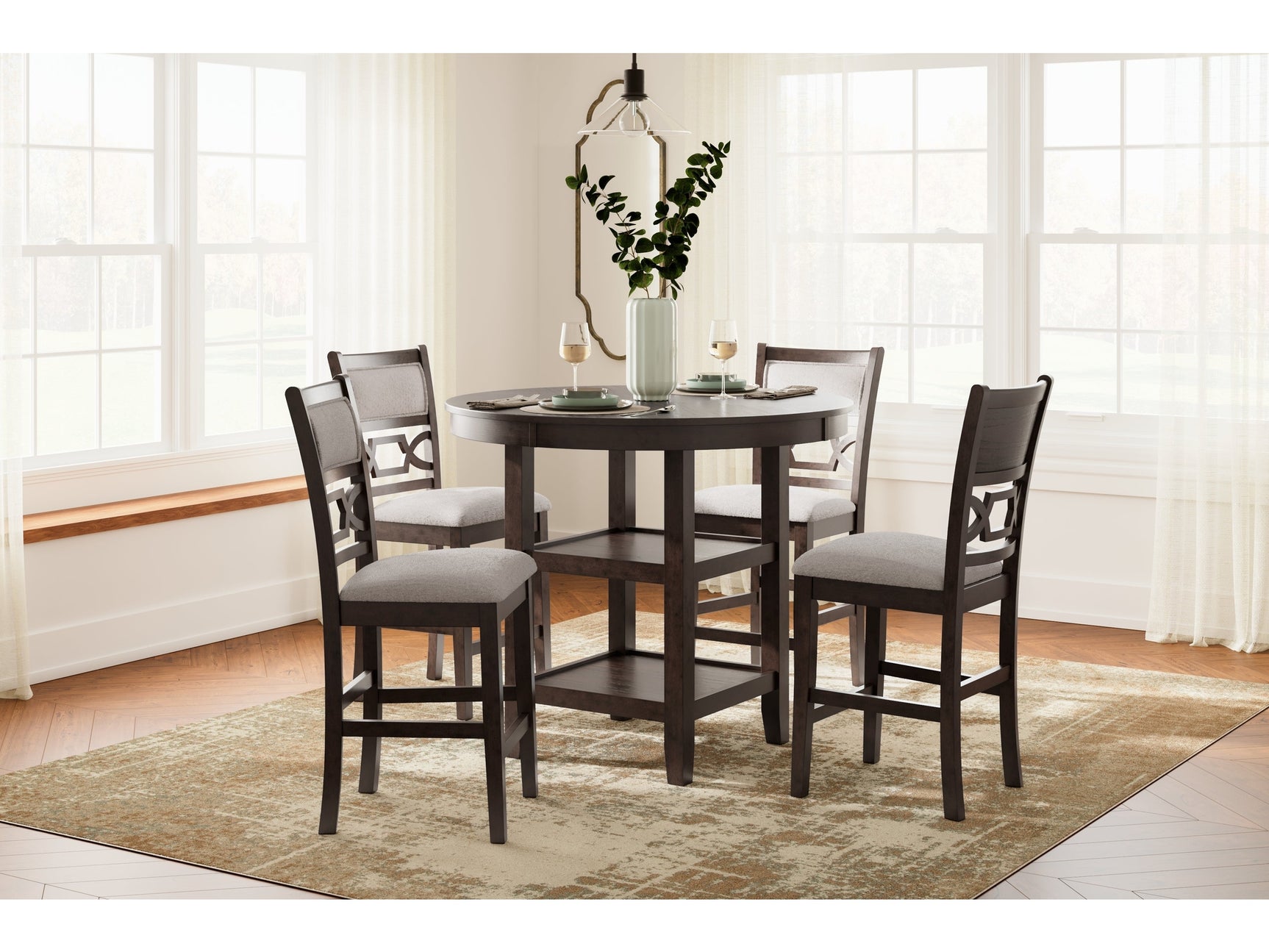 Langwest Brown Counter Height Dining Table and 4 Barstools (Set of 5) (Online Special Price) - Ornate Home