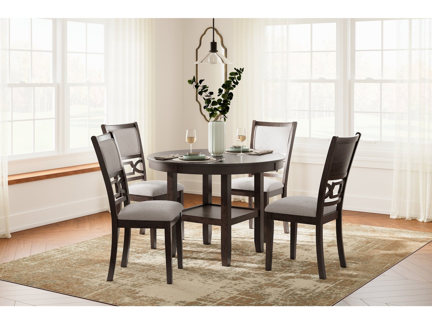 Langwest Brown Dining Table and 4 Chairs (Set of 5) (Online Special Price) - Ornate Home
