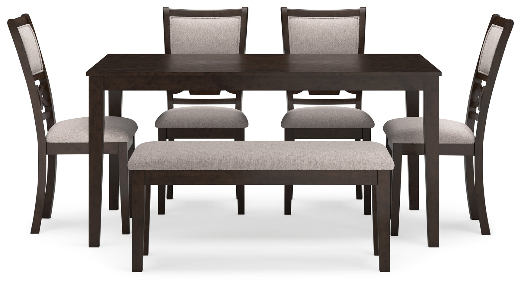 Langwest Brown Dining Table and 4 Chairs and Bench (Set of 6) (Online Special Price) - Ornate Home