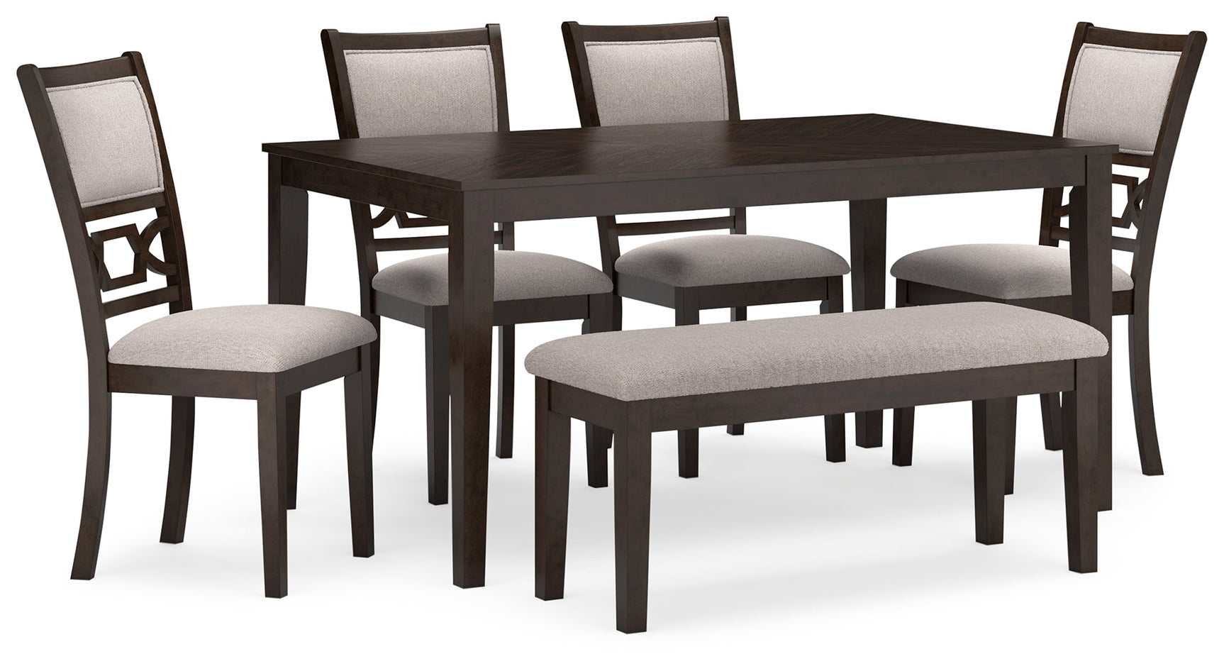 Langwest Brown Dining Table and 4 Chairs and Bench (Set of 6) (Online Special Price) - Ornate Home